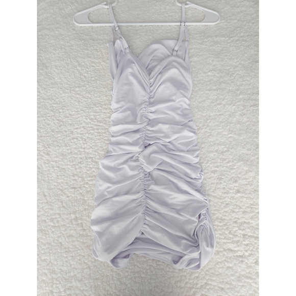 BORIFLORS Women's Sexy Sleeveless Ruched Bodycon Spaghetti Strap Mini Club Party - Picture 3 of 4